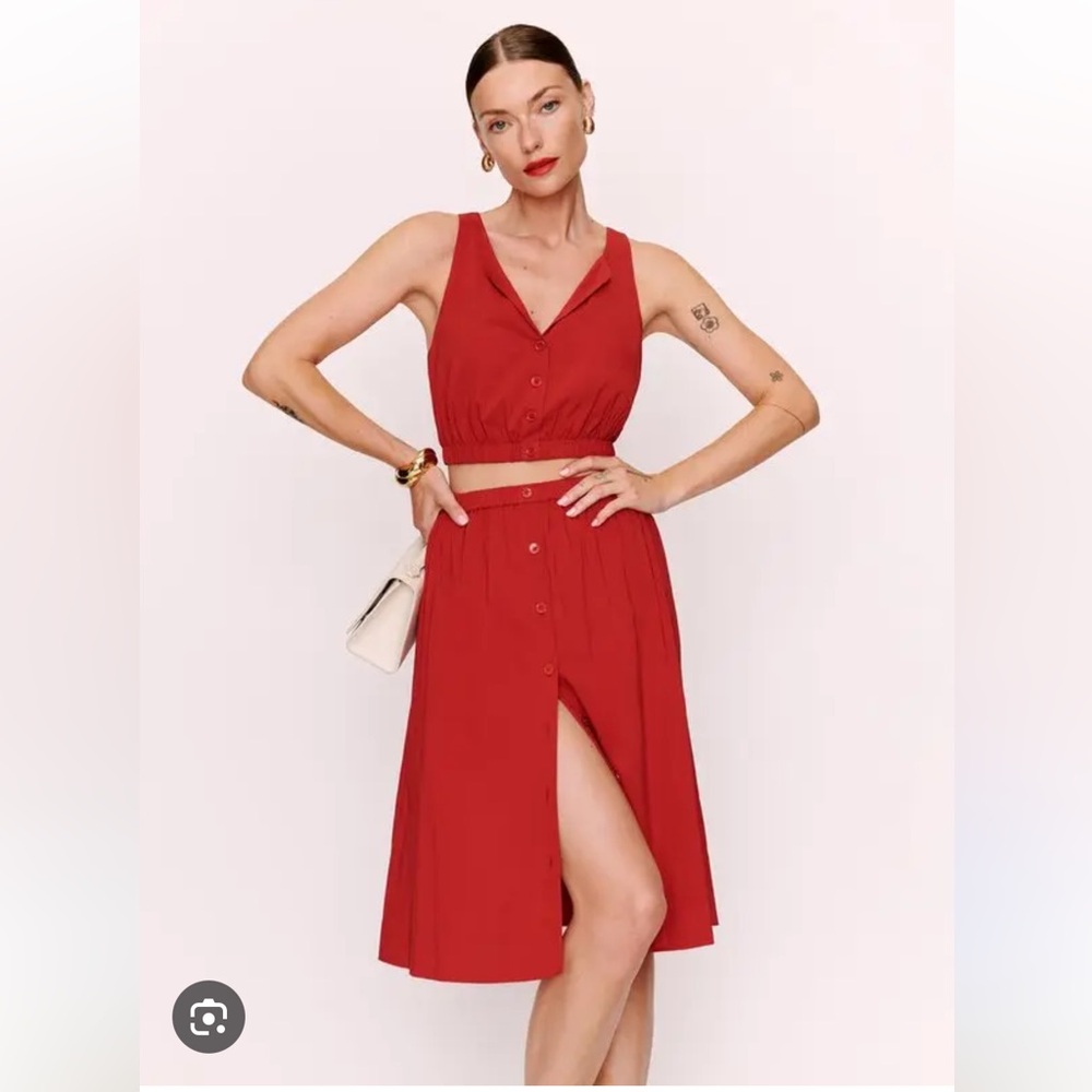 Reformation Naya Two Piece Sleeveless Tank Top and Skirt Dress
